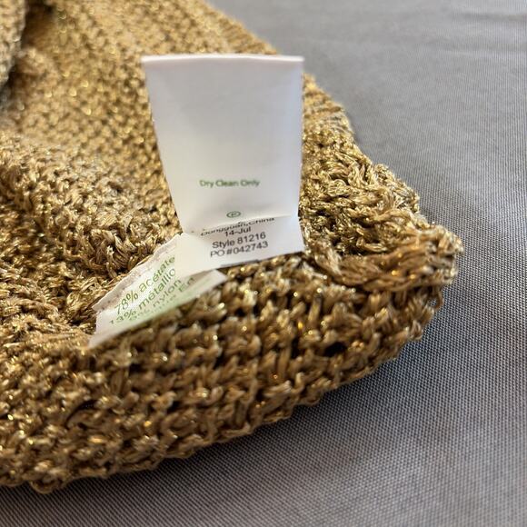 New Lilly Pulitzer Medium Gold Gina Sleeveless Sweater Open Knit Metallic New - Picture 7 of 10